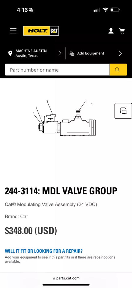 CAT 244-3114 Modulating Valve - Genuine OEM