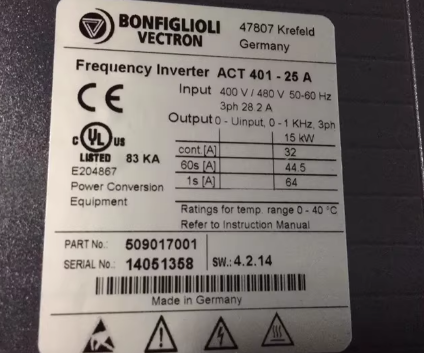 1pcs BONFIGLIOLI ACT401-25A Frequency Converter ACT401-25A