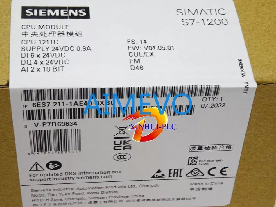 New Siemens 6ES7211-1AE40-0XB0 6ES7 211-1AE40-0XB0 Simatic S7-1200 CPU Module