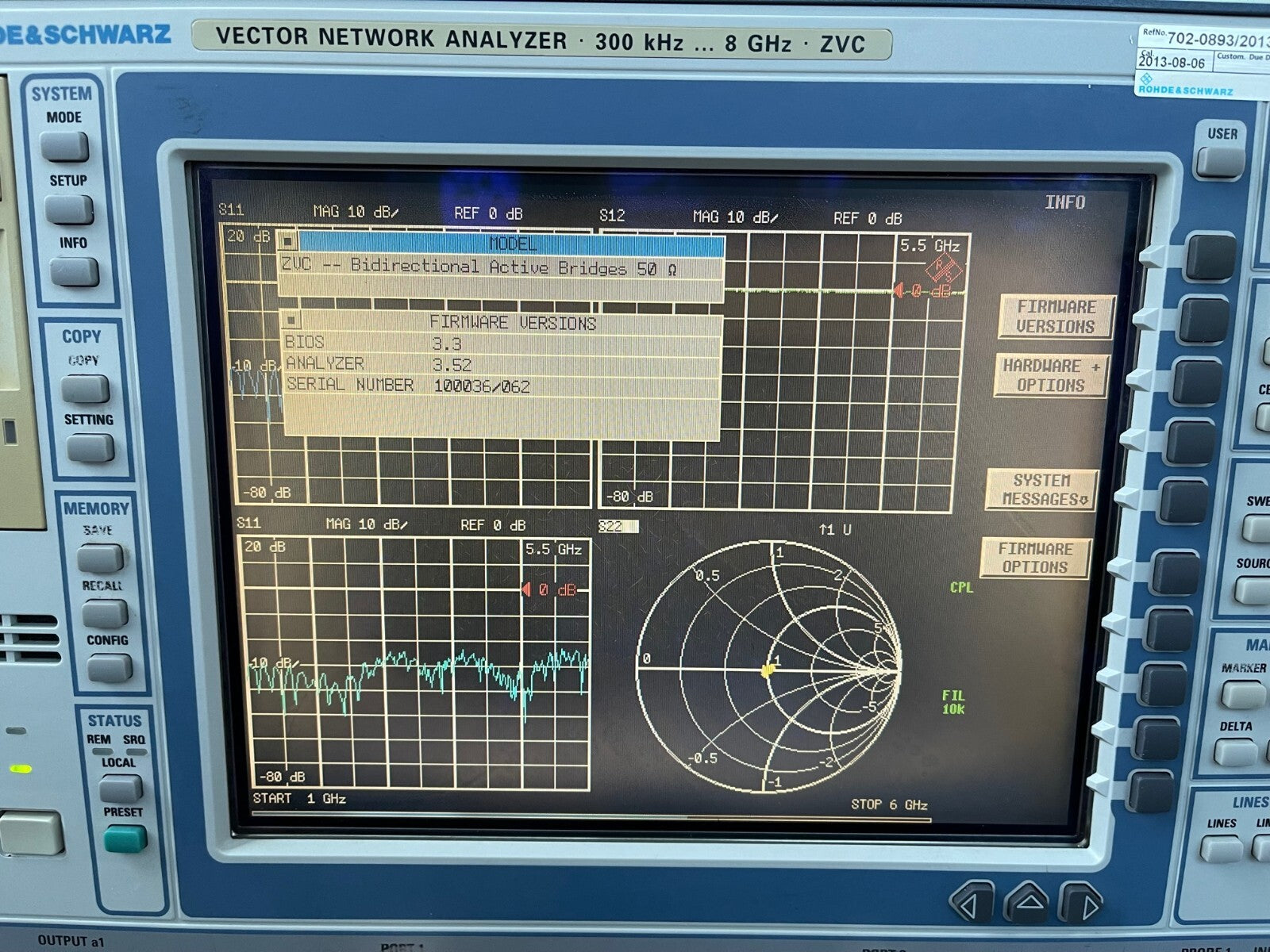 Rohde &amp; Schwarz ZVC Vector Network Analyzer 300kHz- 8GHz , 2 ports