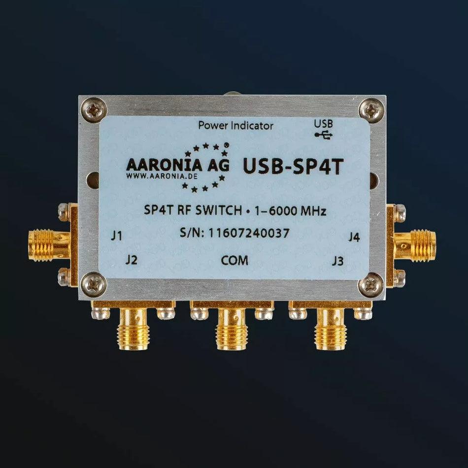 Aaronia SP4T USB Switch 1MHz - 6GHz +27 dBm Maximum