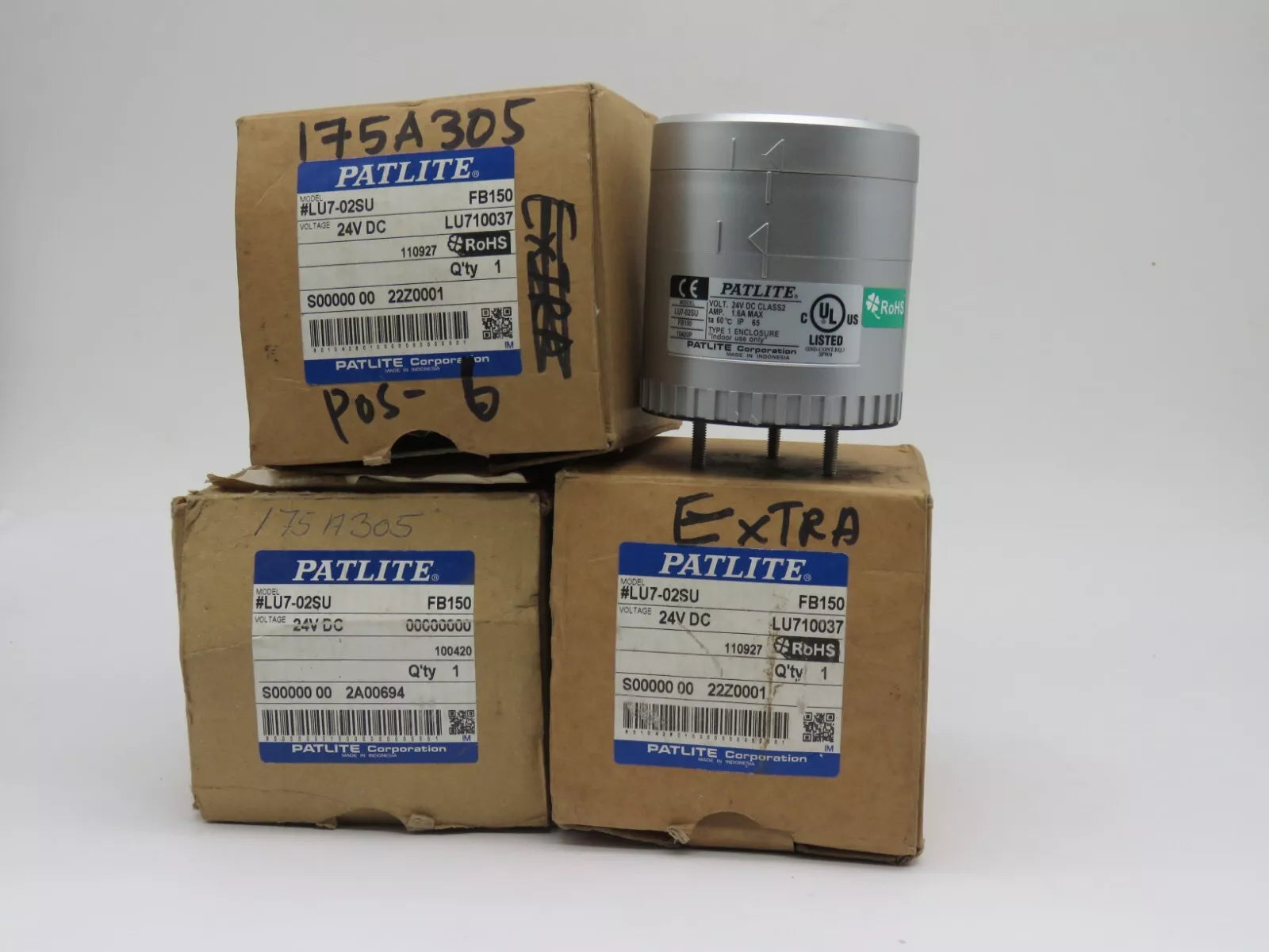 Set of 3 Patlite LU7-02SU Signal Tower Base Module Direct Mount 24V DC