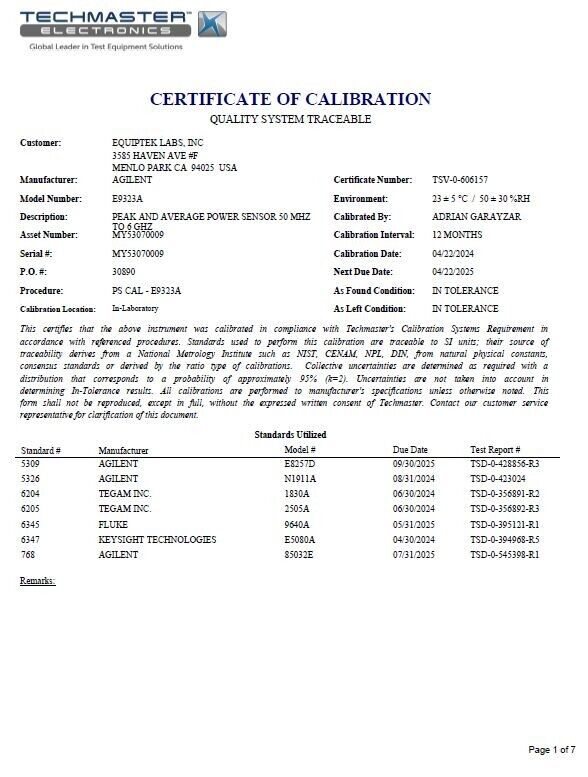 E9323A Peak Power Sensor for E4416A N1911A Power Meters by Keysight