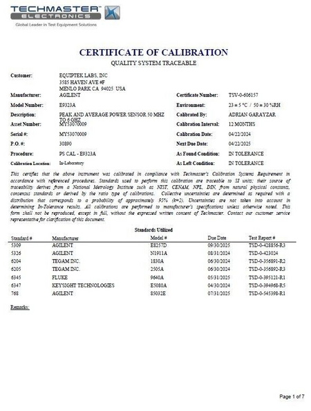 E9323A Peak Power Sensor for E4416A N1911A Power Meters by Keysight