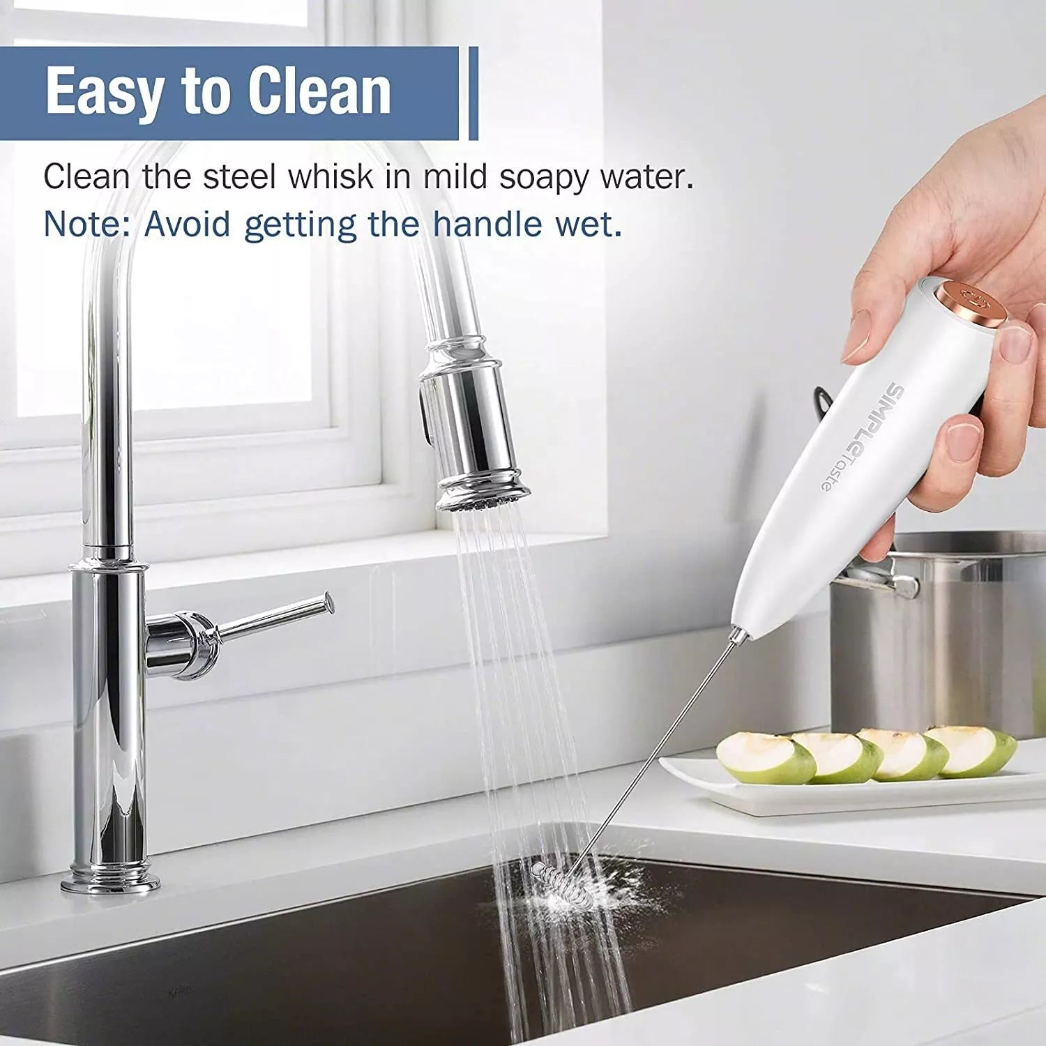 SimpleTaste Electric Milk Frother Handheld Foam Maker for Cappuccino & Coffee