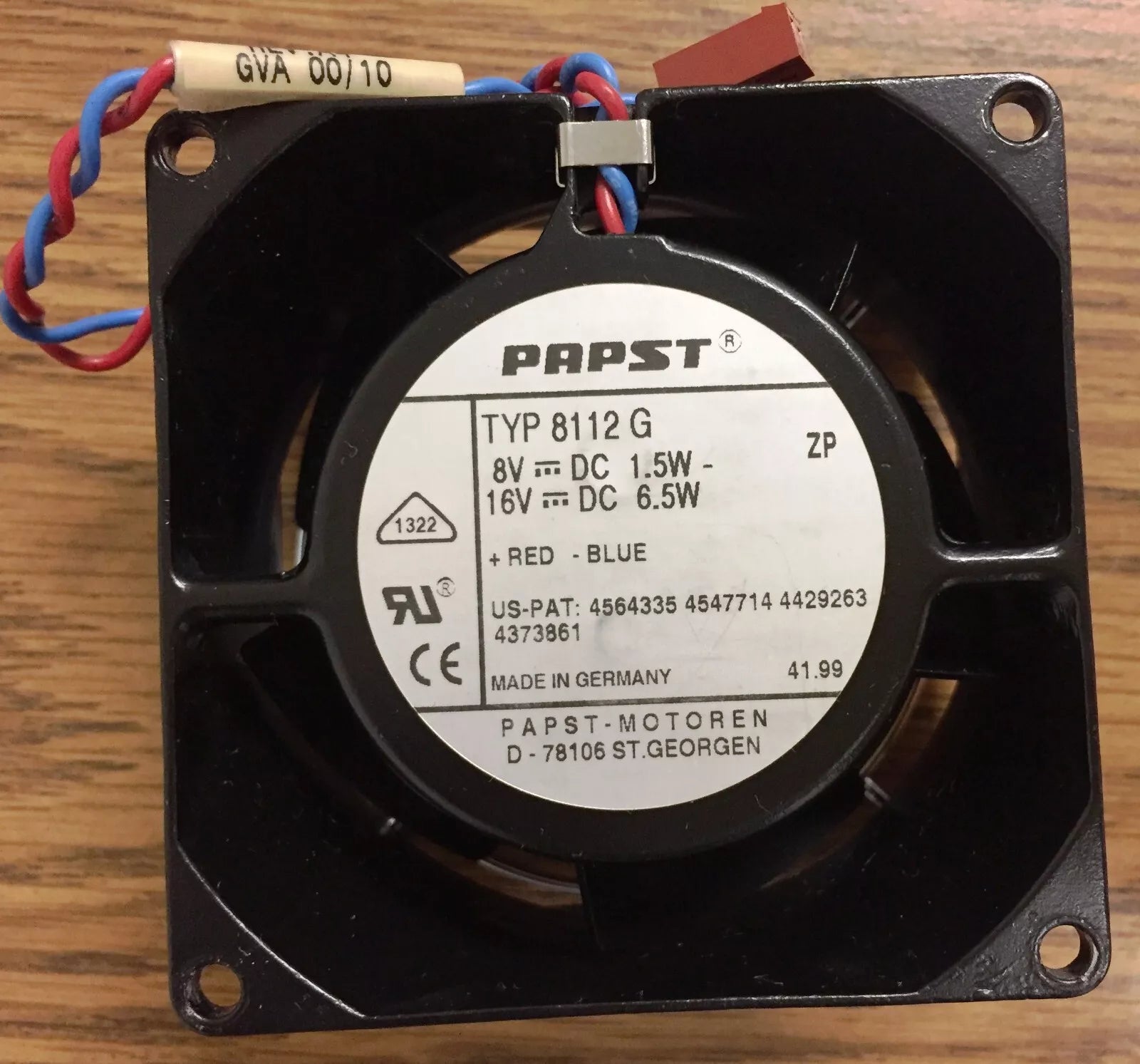 Papst Type 8112-G DC Fan 8V and 16V with Fan Cover on Both Sides