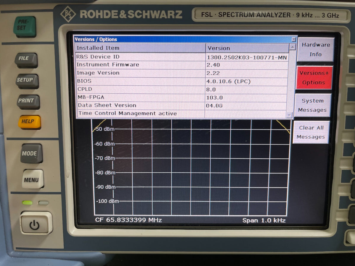 Rohde & Schwarz FSL3 Spectrum Analyzer 9 kHz - 3 GHz _ 0771 - XG eqpt