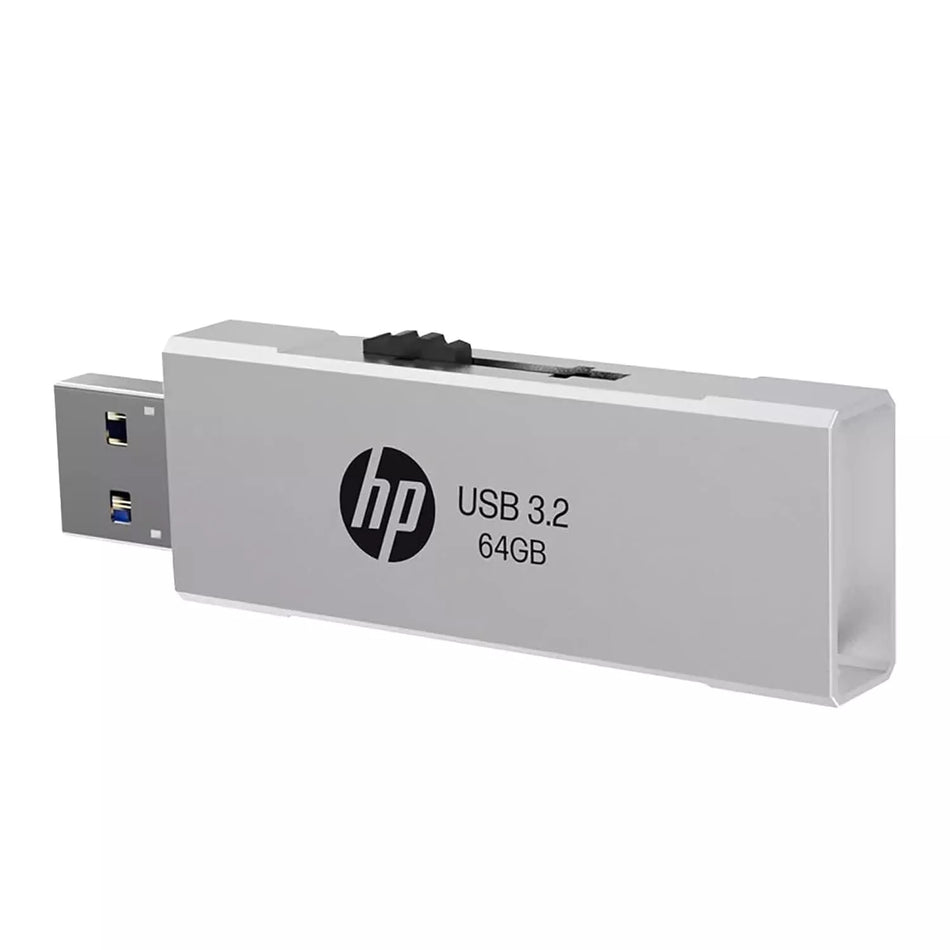 HP 818w 64GB USB 3.2 Flash Drive - Silver Metal Pen Drive