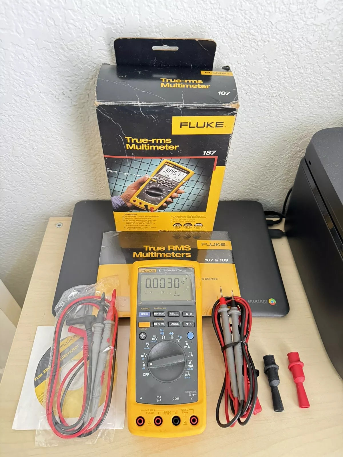 Fluke 187 True RMS Multi Meter with Leads & Calibration Certificate