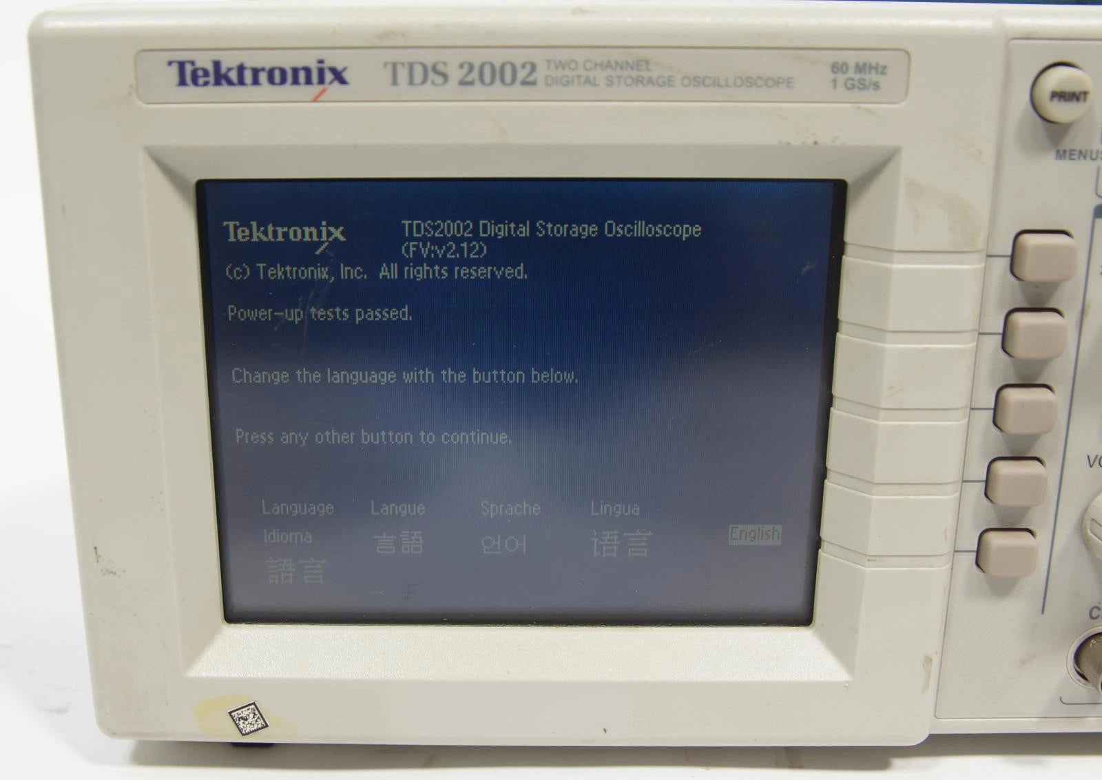 Tektronix TDS 2002 2CH 60MHz 1GS/s Digital Storage Oscilloscope