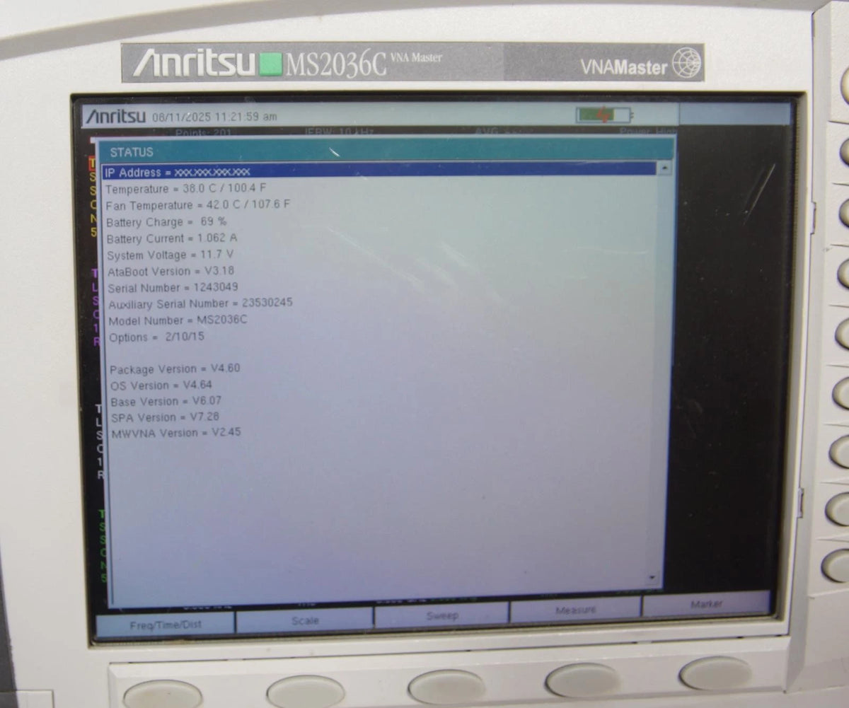 Anritsu MS2036C VNA Master 9MHz to 9GHz Vector Network Analyzer OPT 2/10/15