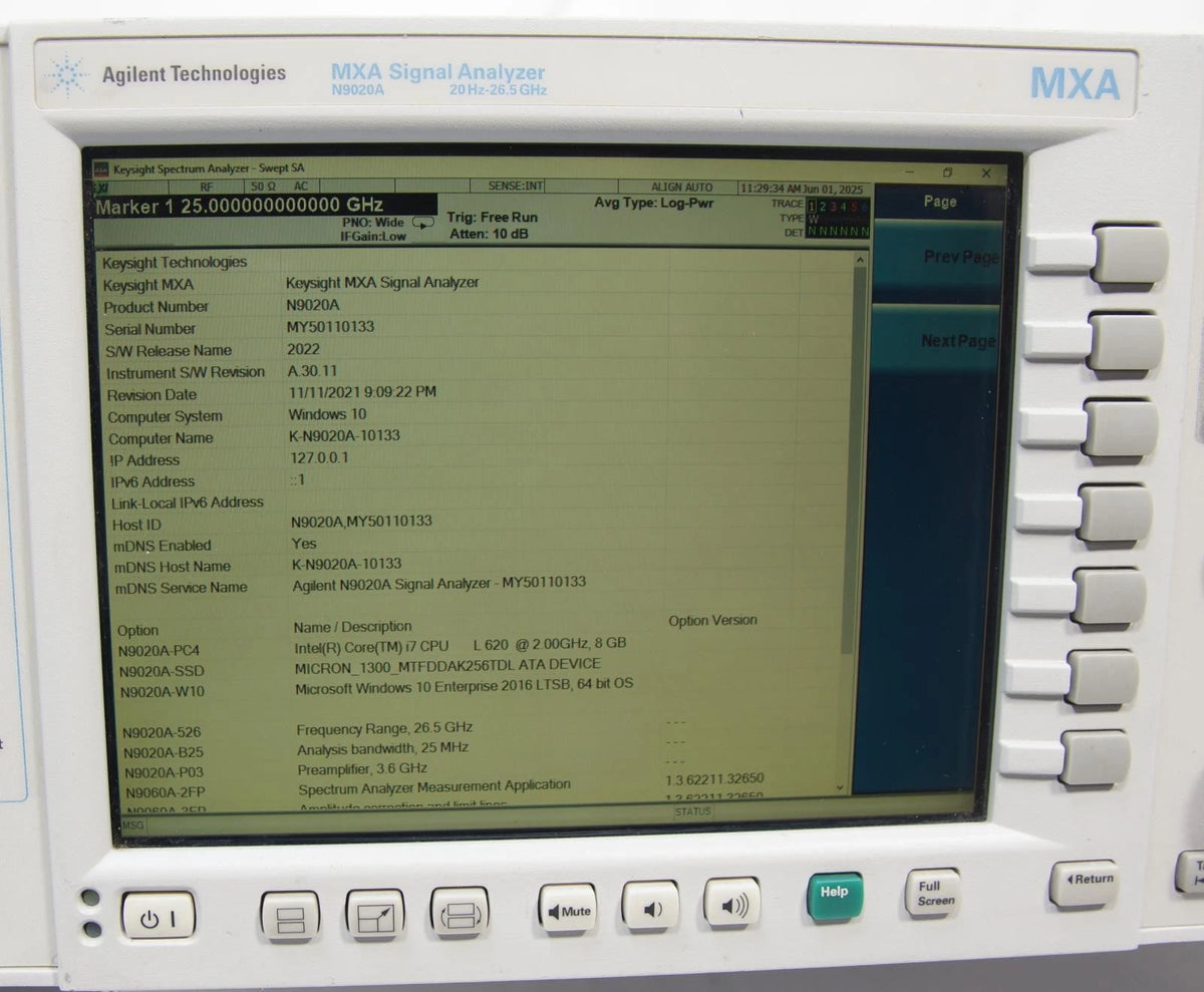 Keysight Agilent N9020A 20 Hz to 26.5 GHz MXA Signal Analyzer with Options