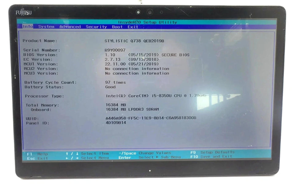Fujitsu Stylistic Q738 Core i5-8350U 1.7GHz 16GB No SSD