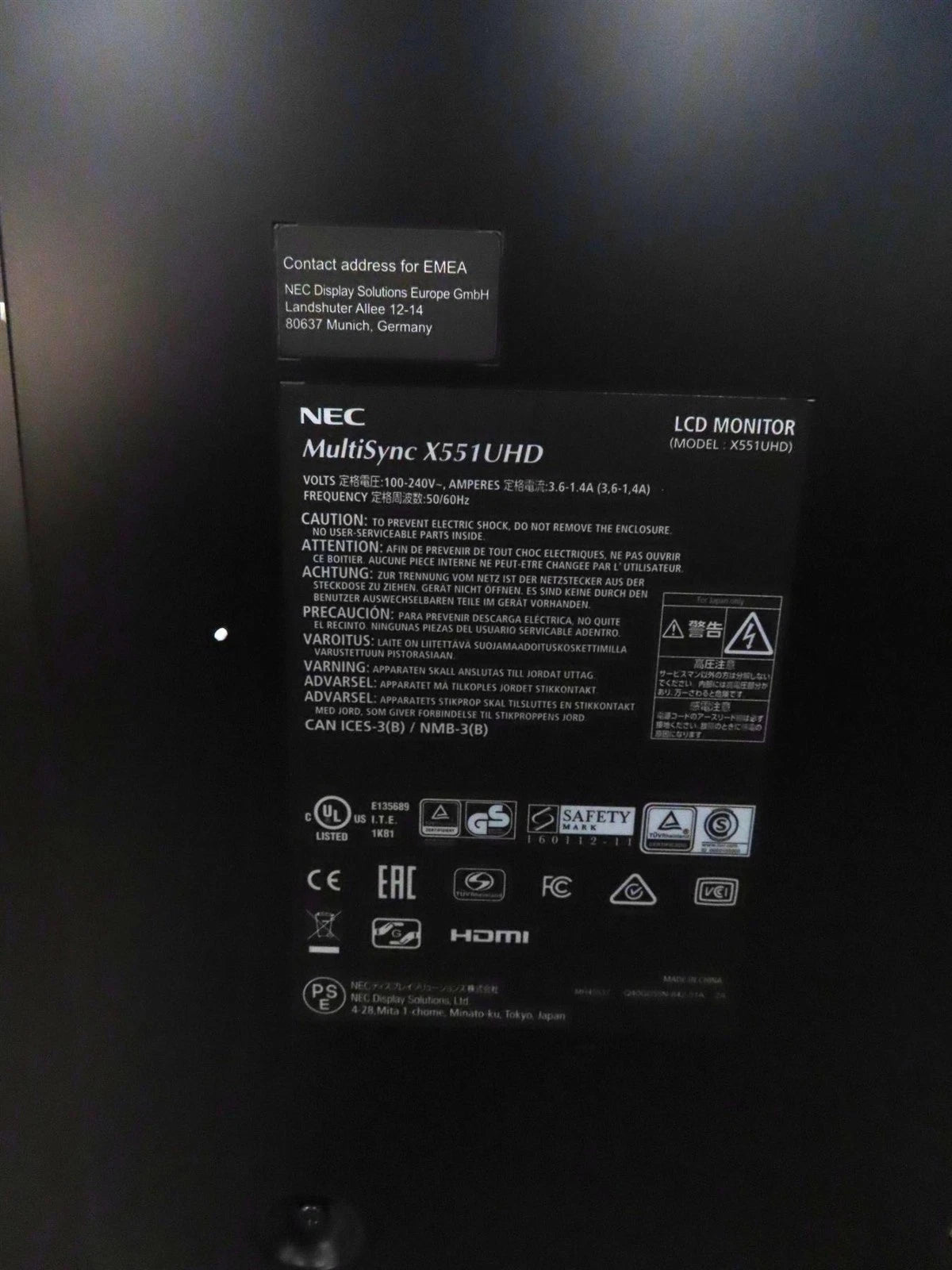 NEC MULTISYNC X551 UHD LCD MONITOR OPEN BOX  - Free Shipping