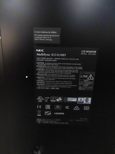 NEC MULTISYNC X551 UHD LCD MONITOR OPEN BOX  - Free Shipping