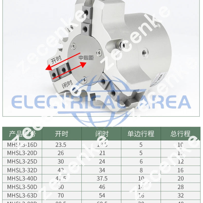 SMC New MHSL3-25D Extended Three Claw Finger Gripper Cylinder