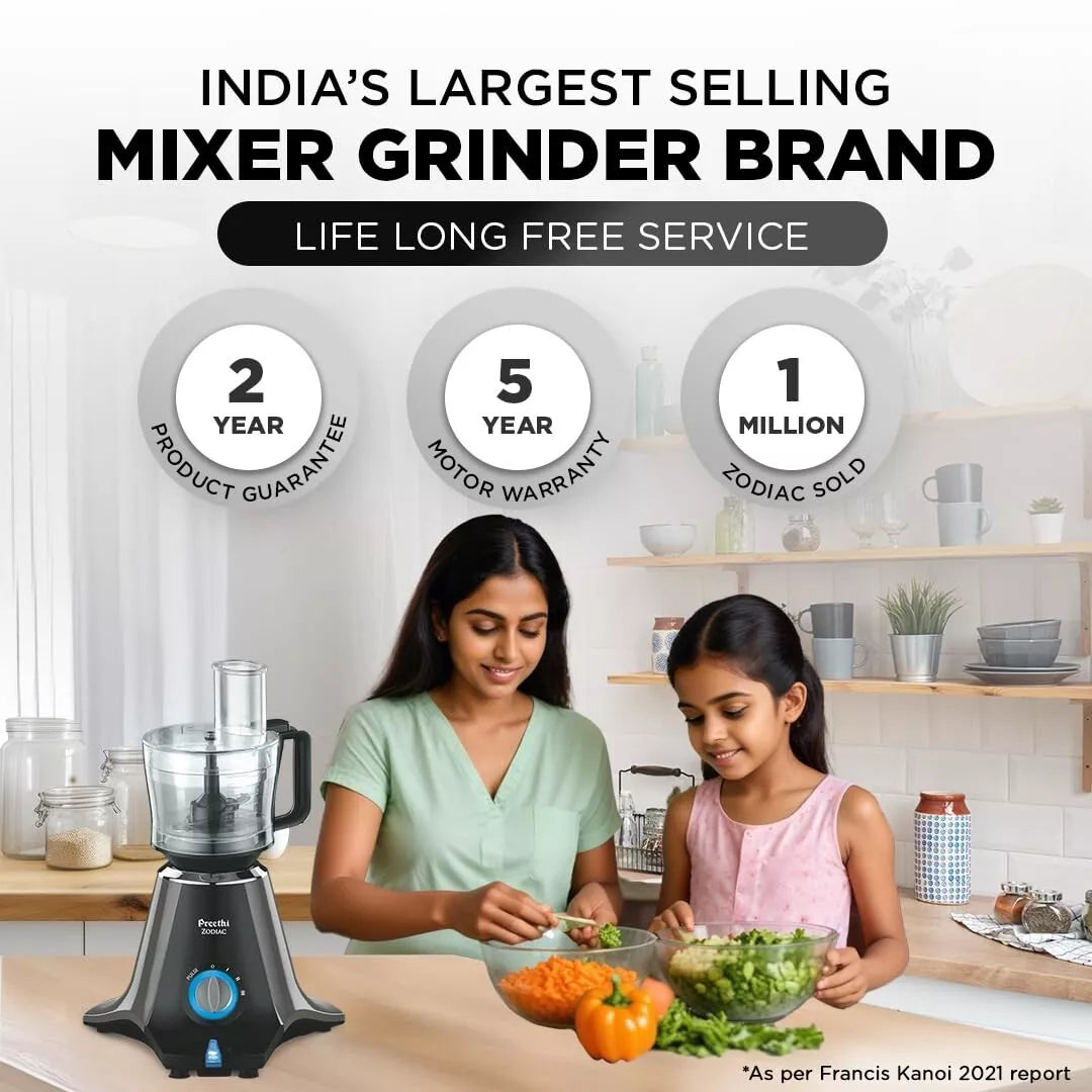 Preethi Zodiac MG-218 750W Mixer Grinder with 5 Jars