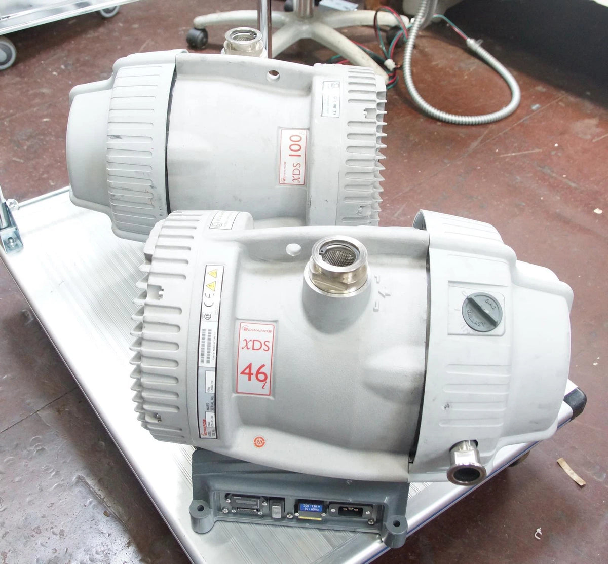 Pair of Edwards XDS46i / XDS100 Dry Scroll Vacuum Pumps AS-IS
