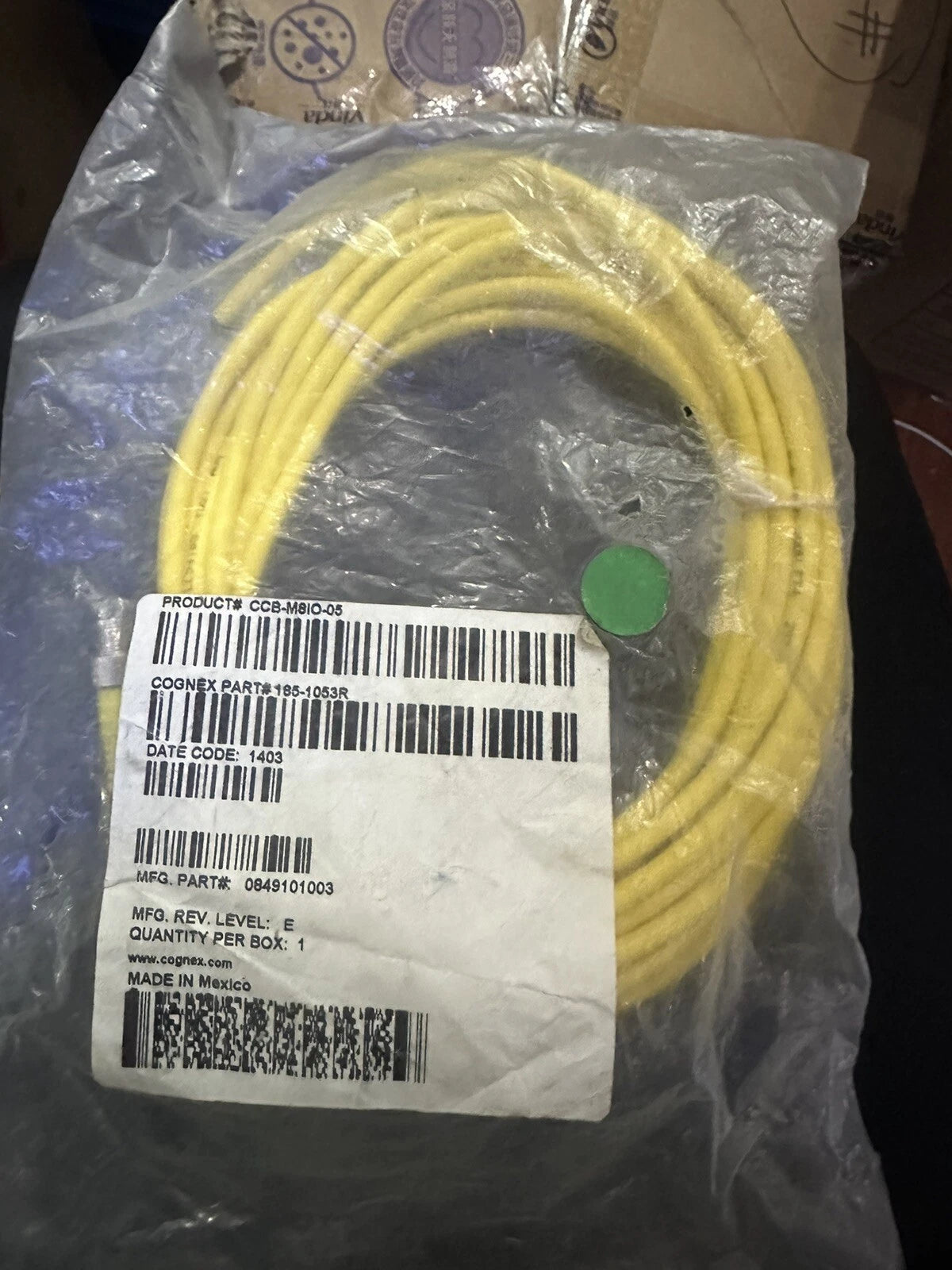 Cognex CCB-M8IO-05 Breakout Cable 185-1053R for In-Sight Micro 5m