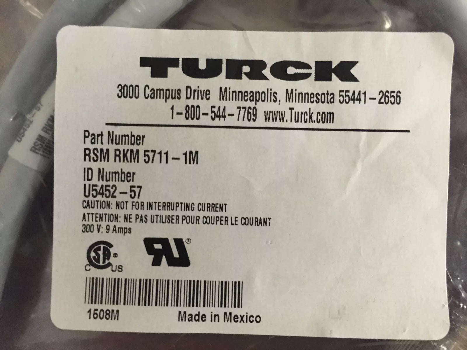 Turck RSM RKM 5711-1M Minifast 5 Pin 1 Meter M/F Cable
