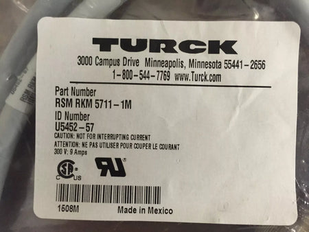 Turck RSM RKM 5711-1M Minifast 5 Pin 1 Meter M/F Cable