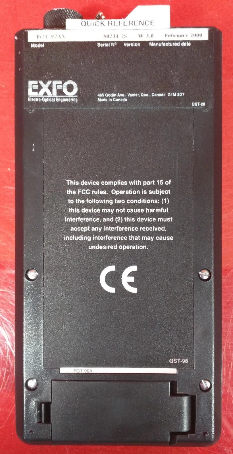 Exfo FOT-92AX Fiber Optic Power Meter S/N 80234-2S