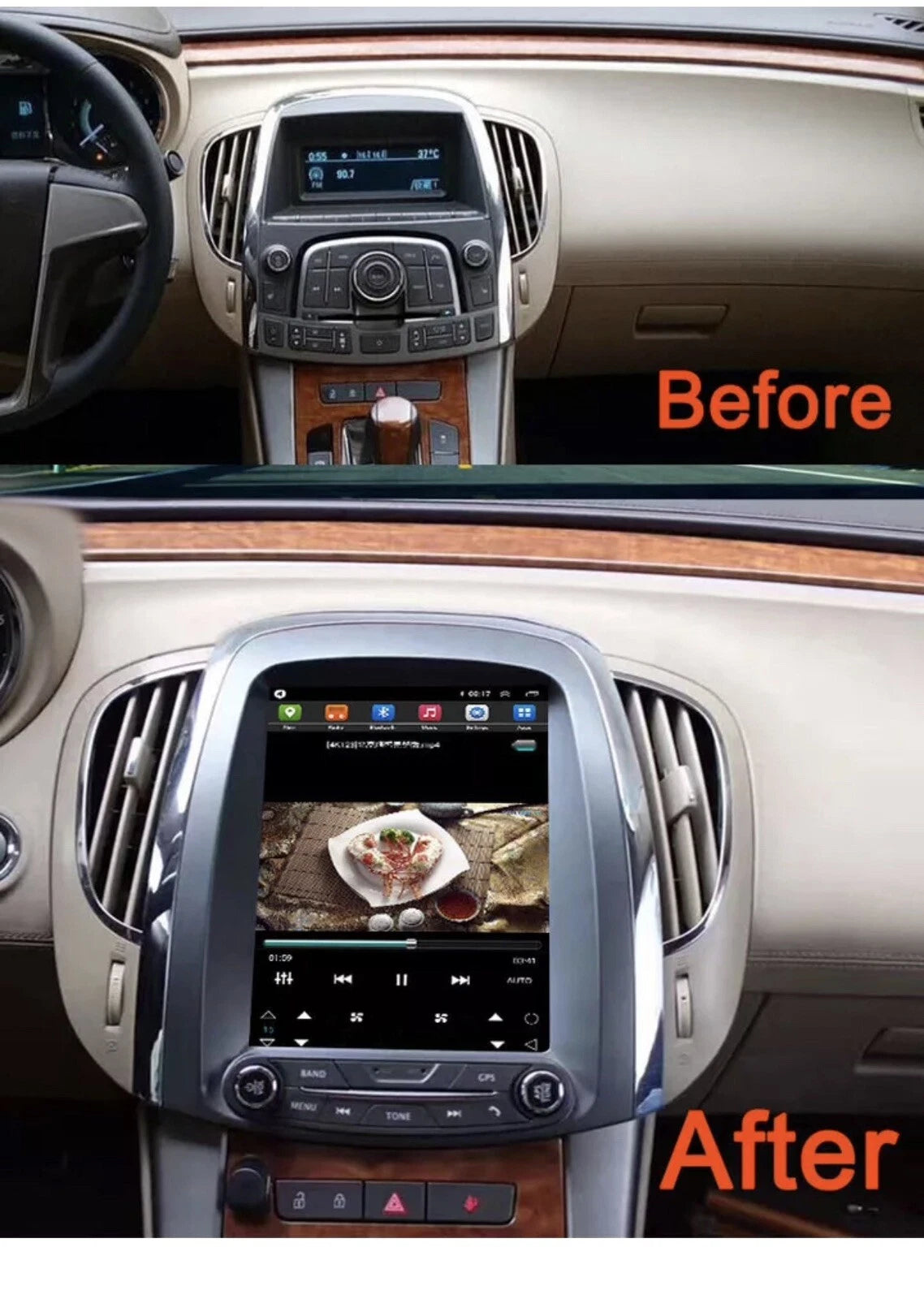 64GB Car Radio For Buick Lacrosse 2009-2012 Android 13 Stereo Tesla Style Video