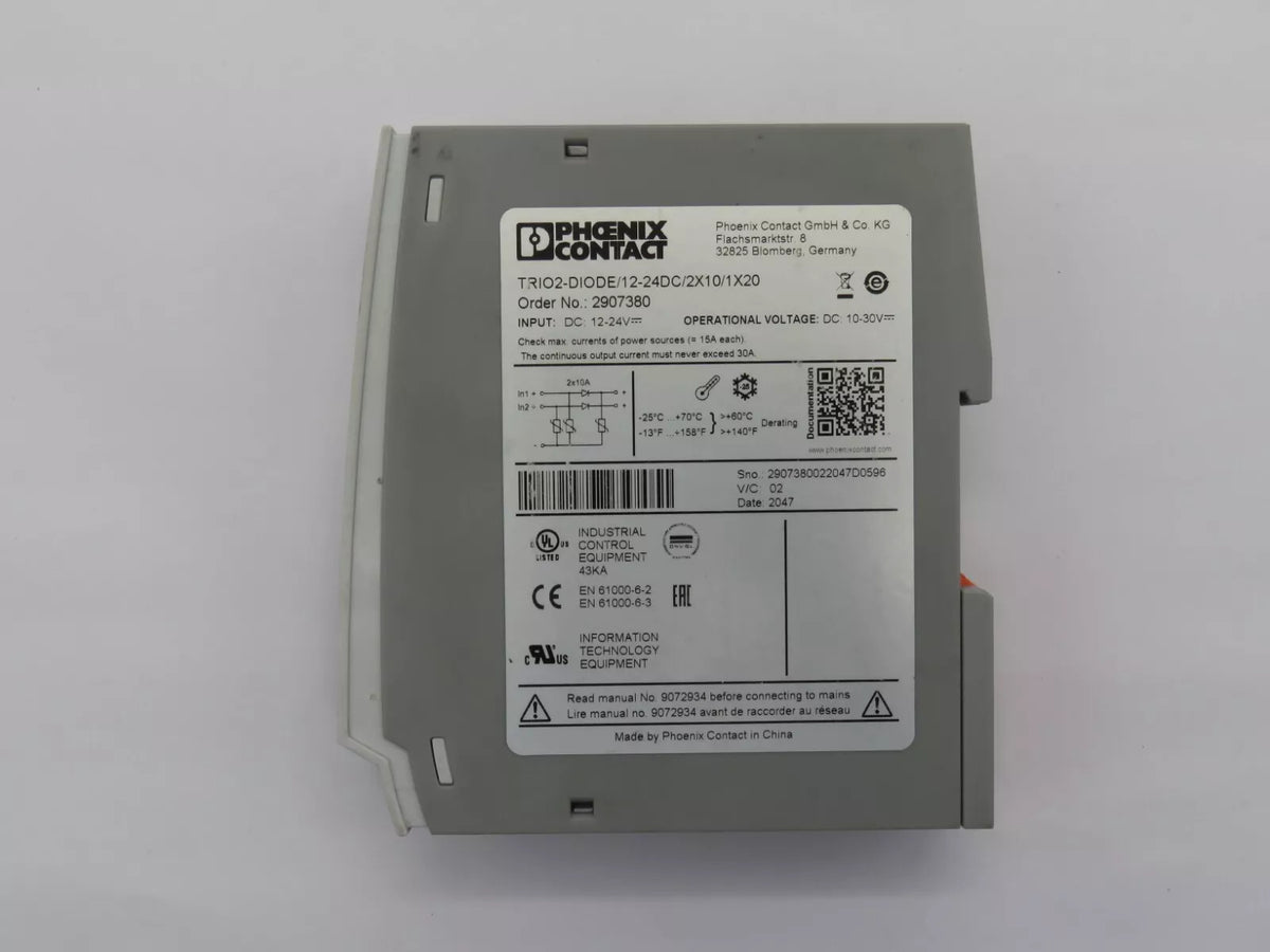 Phoenix Contact TRIO2-DIODE/12-24DC/2X10/1X20 2907380 Redundancy Module 12-24VDC
