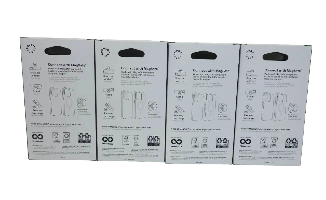 Set of 4 PopSockets Magnetic Phone Grip with MagSafe & Adapter Ring