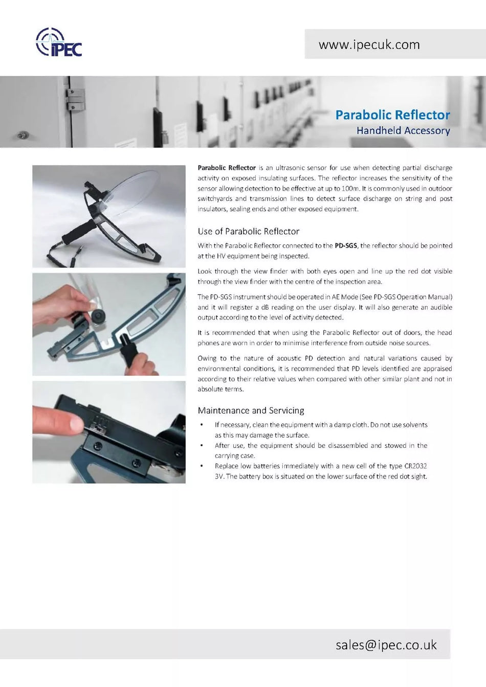 IPEC Parabolic Reflector Ultrasonic Partial Discharge (PD) Sensor