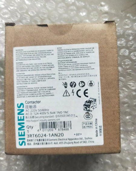 SIEMENS 3RT6024-1AN20 3RT60241AN20 Contactor 1PC New In Box