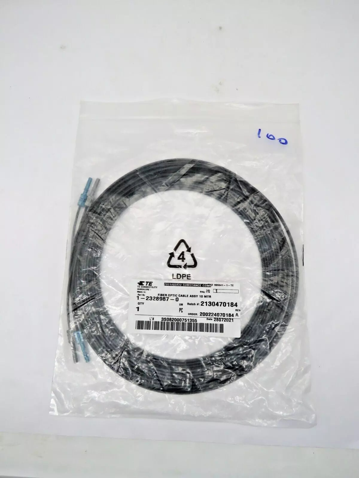 TE Connectivity Fiber Optic Cable Assy 10M 2328987-0 LC/UPC to LC/UPC Duplex 10