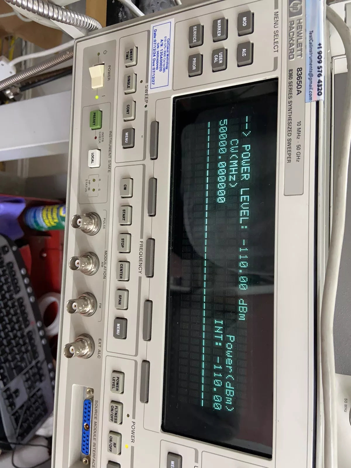 83650A OPT 8 1 Hz Res, Calibrated! 10MHz-50GHz Internal Pulse/Ext AM/FM