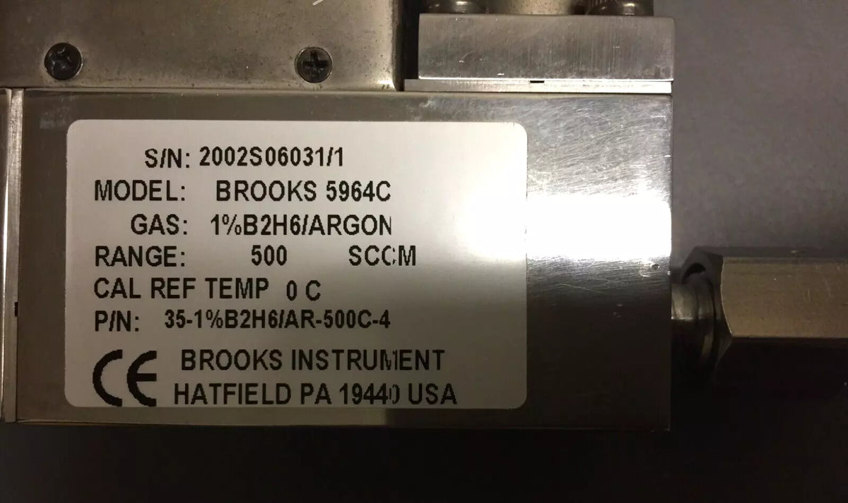 Brooks Instruments Books-5964C Mass Flow Controller P/N: 35-1%B2H6/AR-500C-4