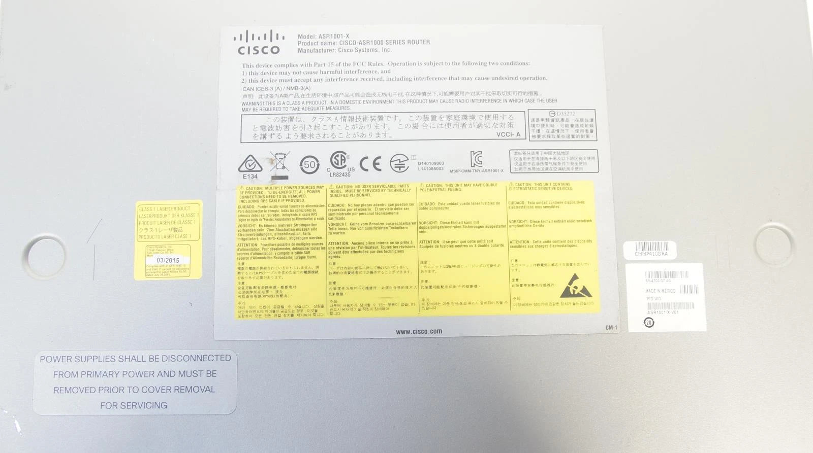 CISCO ASR1001-X Gigabit SFP Router w/ Advanced Enterprise License