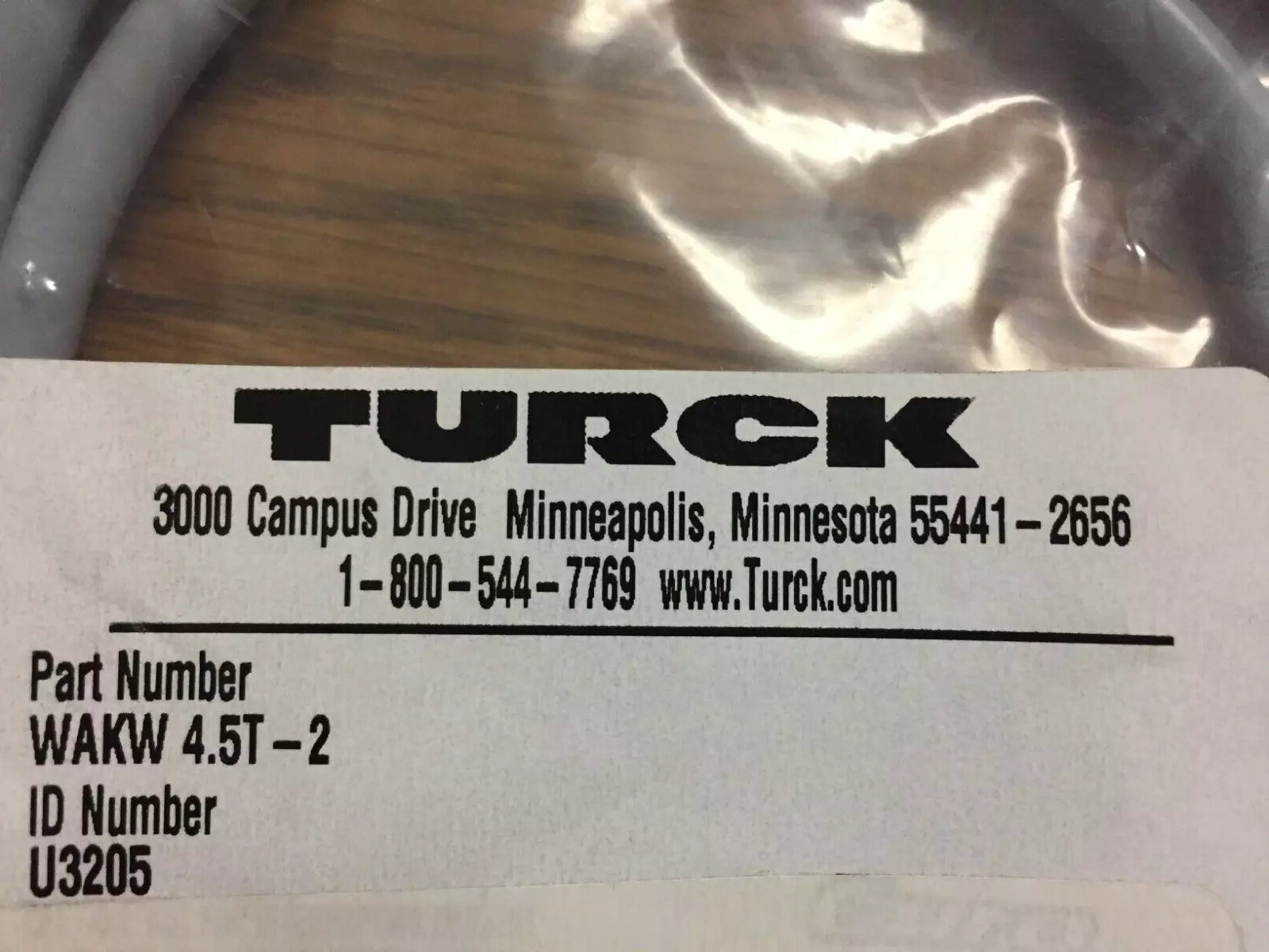 Turck WAKW 4.5T-2, U3205 Cordset M12 Female Straight 5-Wire 2M PVC Grey