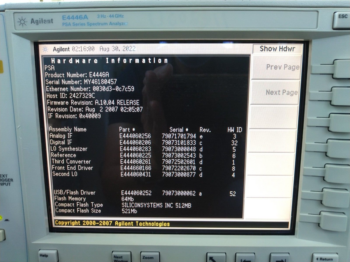 Agilent E4446A 3Hz-44GHz PSA Spectrum Analyzer w/ 1DS, 219 Noise figure _0457