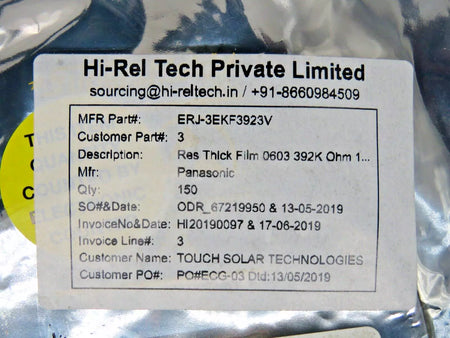 Panasonic HI-Rel ERJ-3EKF3923V Thick Film Resistor