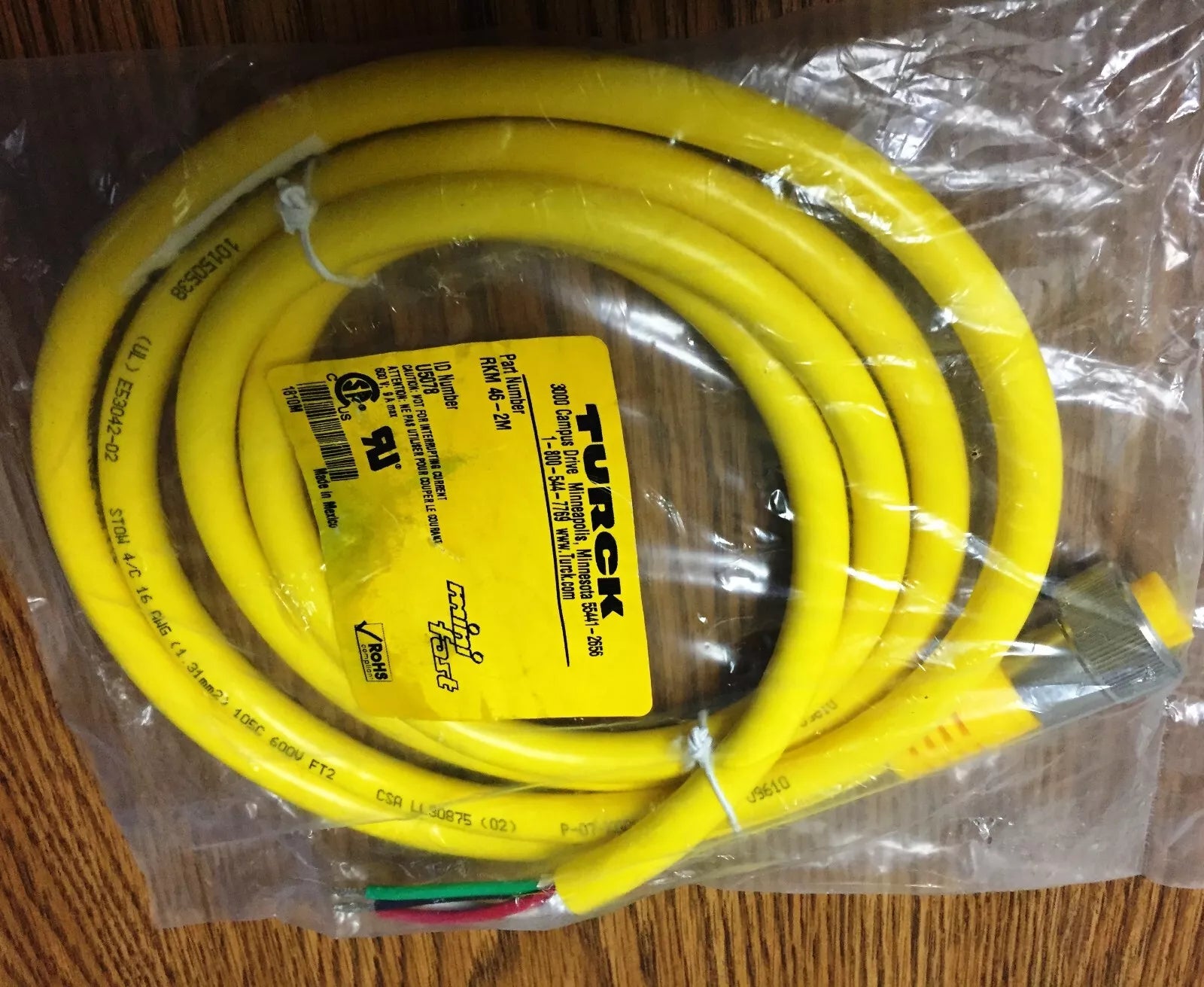 Turck RKM-46-2M, U5078 Minifast Female Single-end Cordset, 2M Cable