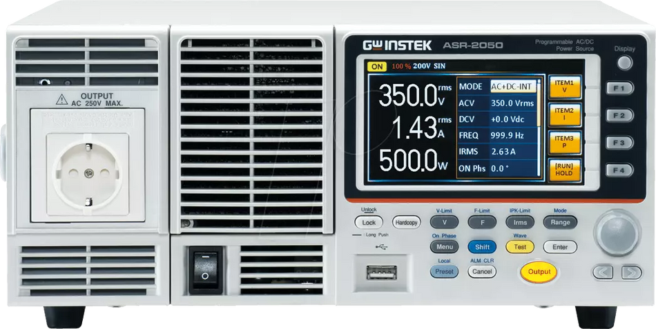 GW Instek ASR-2050R Programmable Power Source 500VA USB/LAN Rackmout
