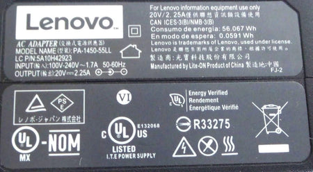 Lot of 5 Lenovo  AC charger 20V/2.25A/45W - Free Shipping