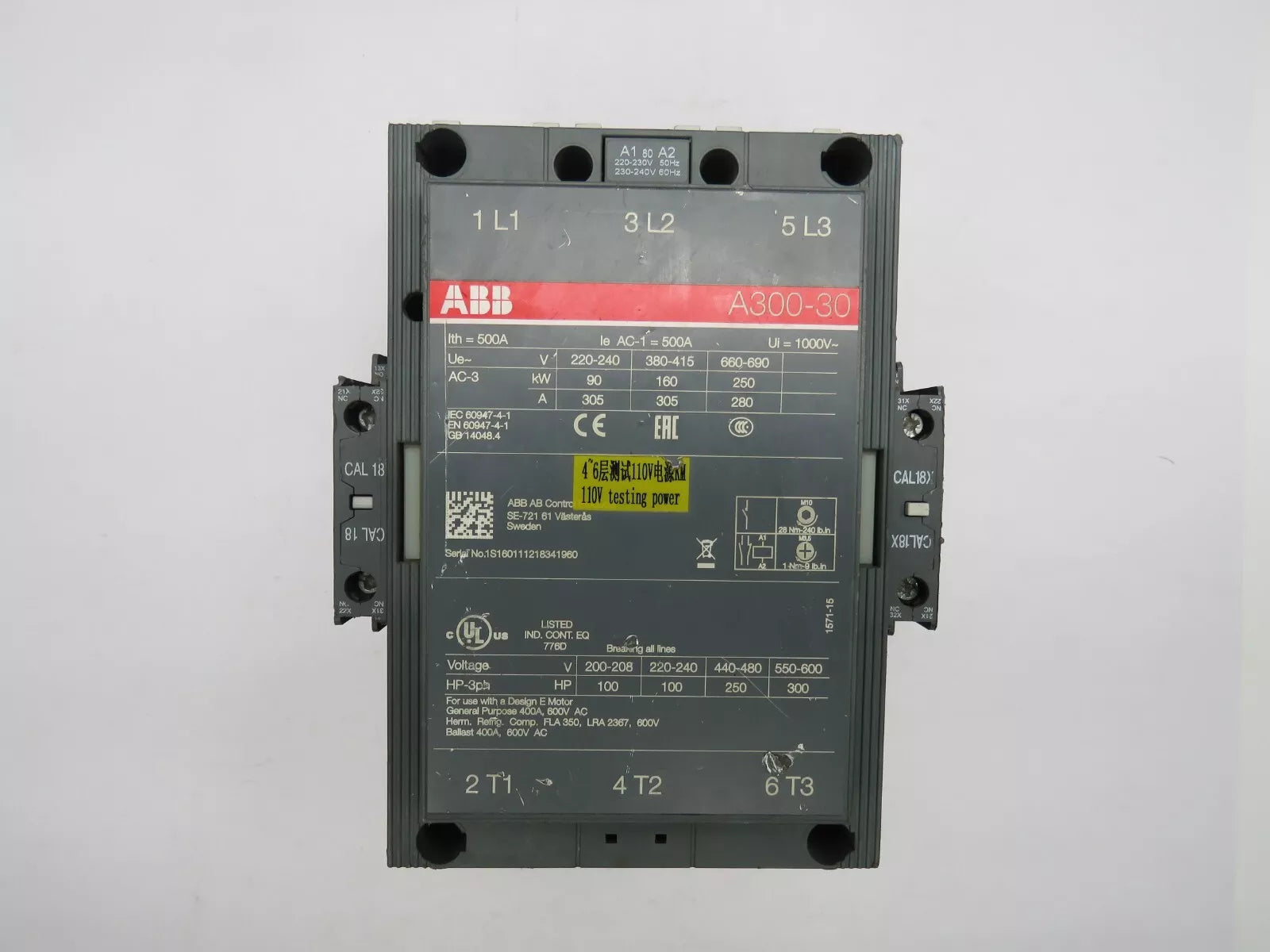 ABB A300-30 Power Contactor 230-240V Used Condition