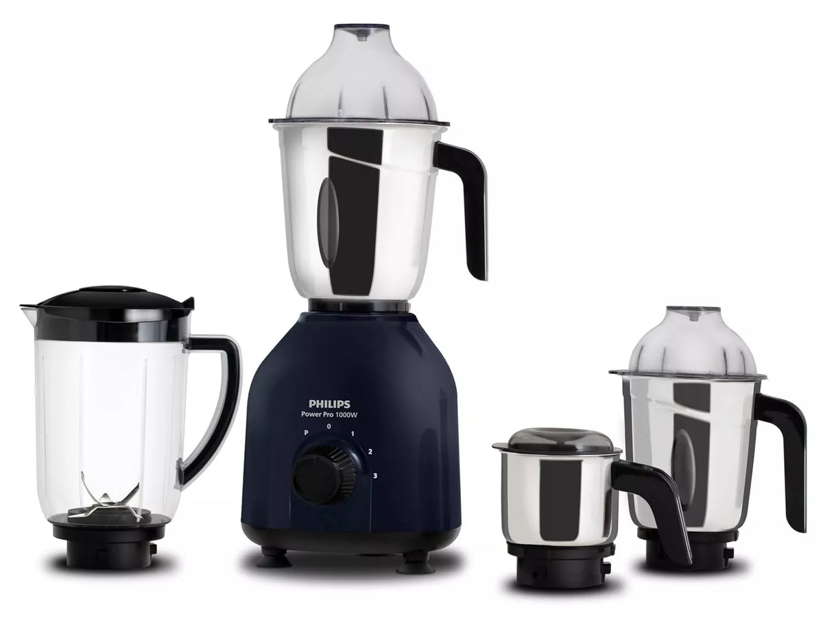 Philips Mixer Grinder HL7714 with 1000W PowerPro Motor and 4 Jars - Azure Blue