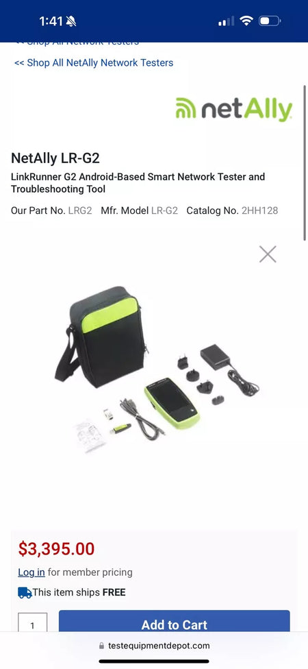 NetAlly LinkRunner G2 Smart Ethernet & Network Tester Kit - NEW