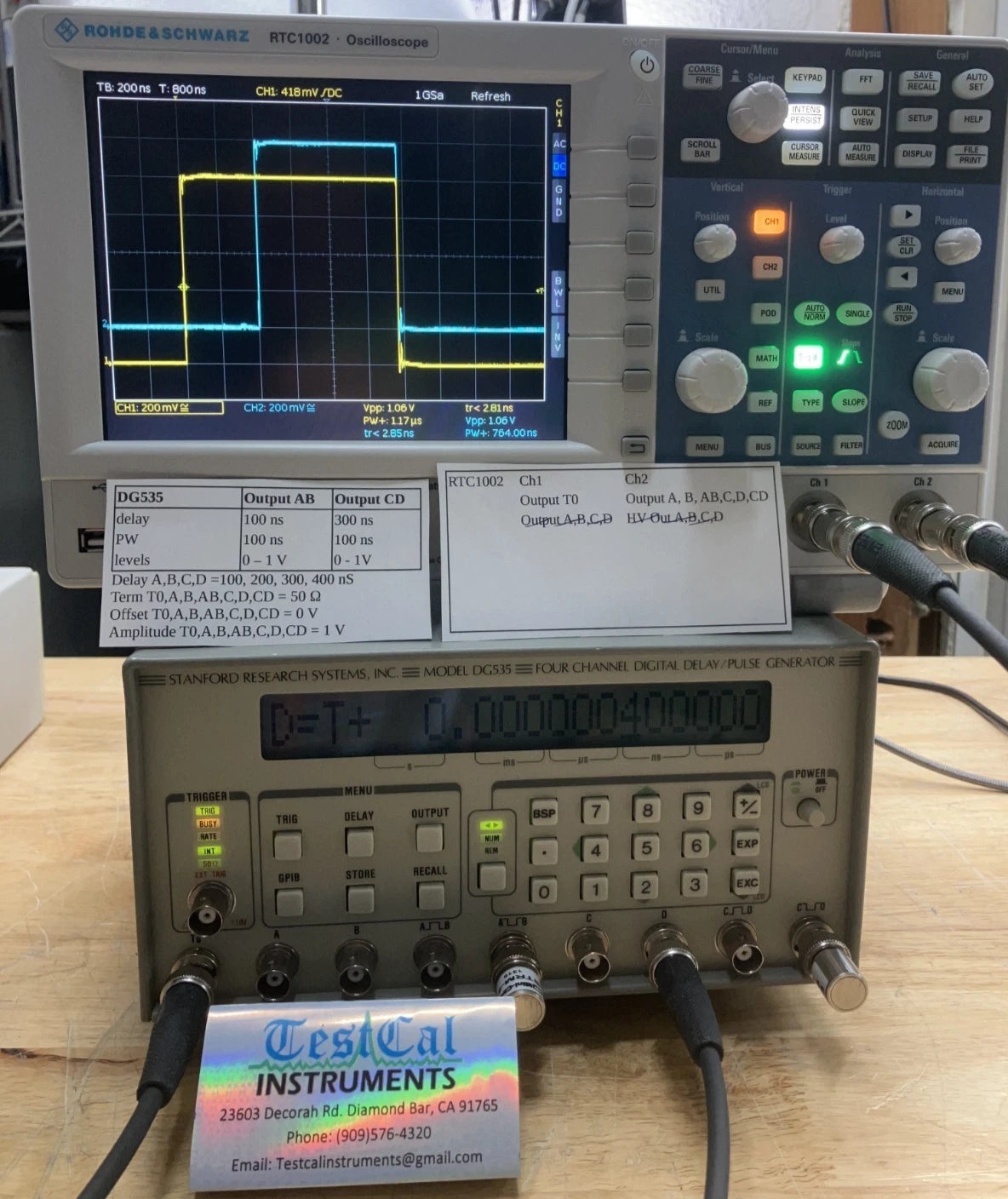 Stanford Research DG535 Delay / Pulse Generator OPT 01, 02, 03. Cal'd with data.