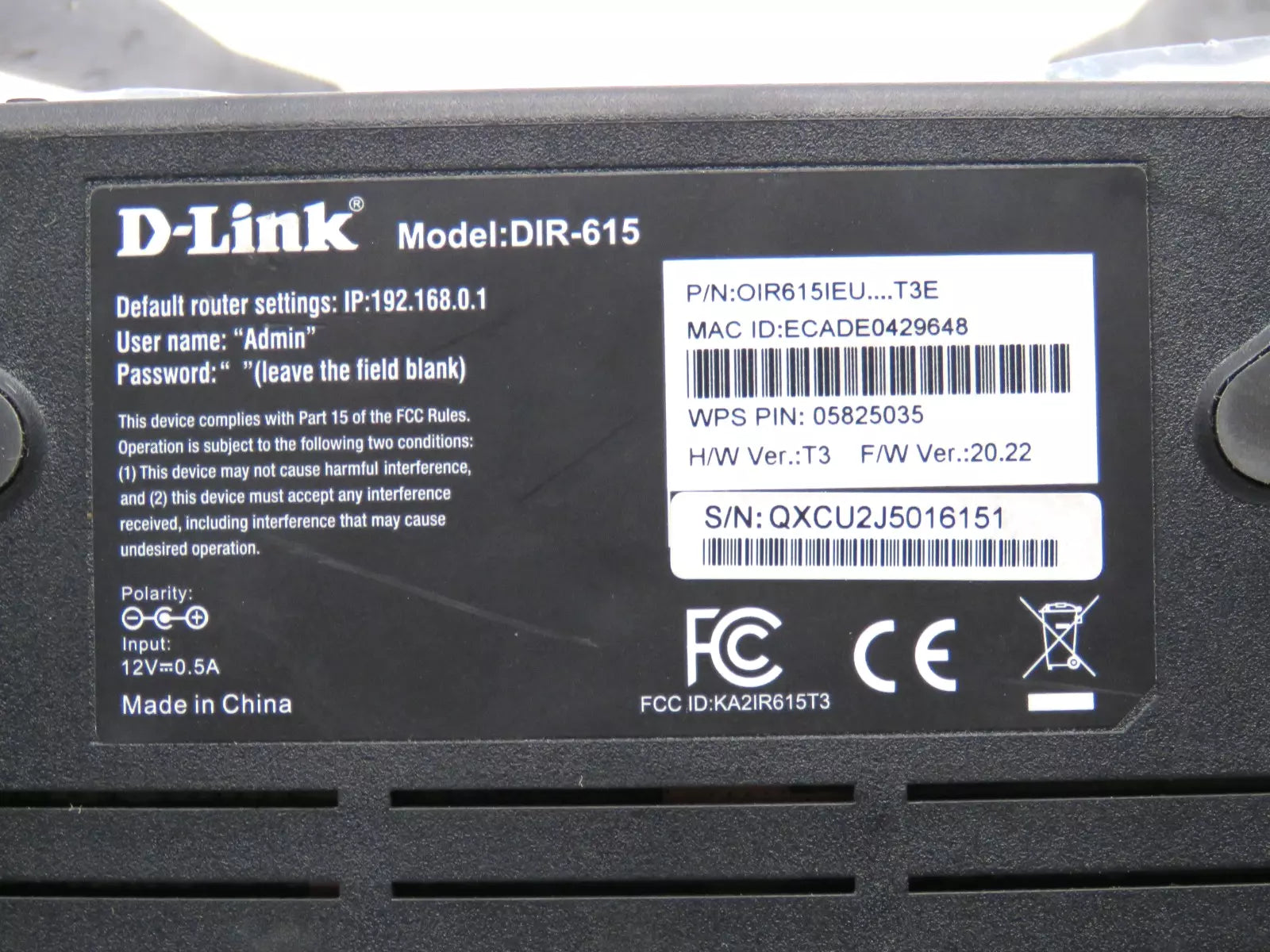 D-Link DIR-615 Wi-Fi Router with Fast Ethernet Ports and High-Gain Antennas