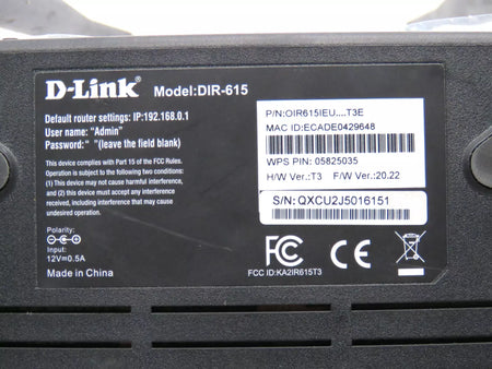 D-Link DIR-615 Wi-Fi Router with Fast Ethernet Ports and High-Gain Antennas