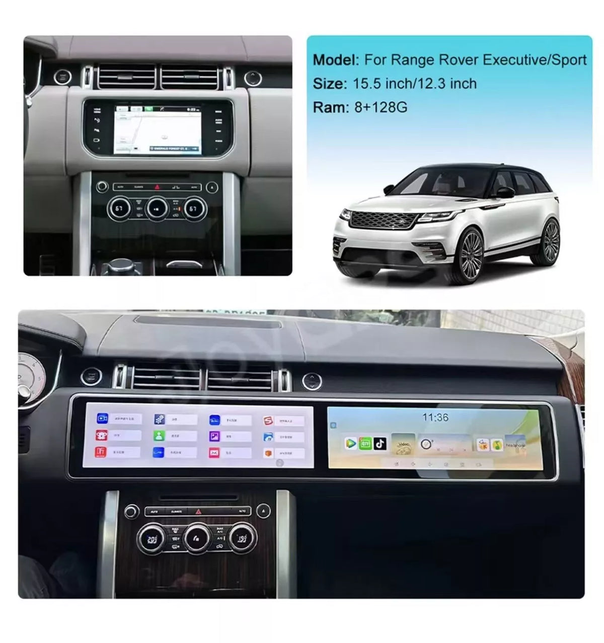 15.5 Dual Screen for Range Rover Vogue L405 Sport L494 Android Car Radio Stereo