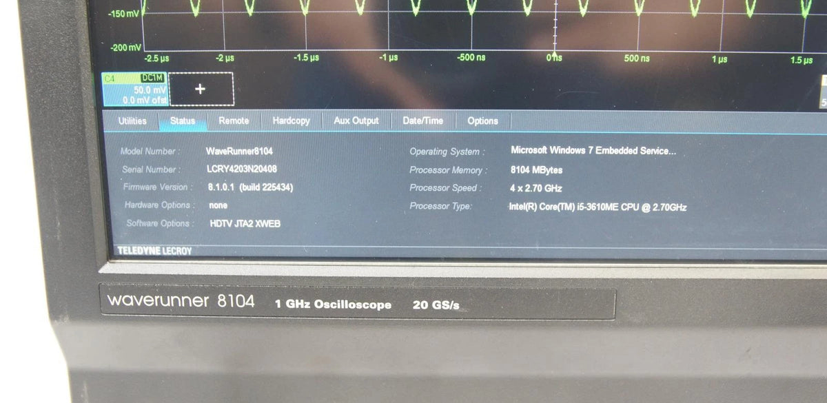 Lecroy WaveRunner 8104 1GHz  4 Channel 20 GS/s Oscilloscope