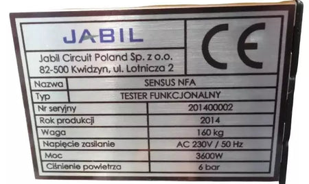 Jabil Circuit Senus Nfa Fvt Tester Functional